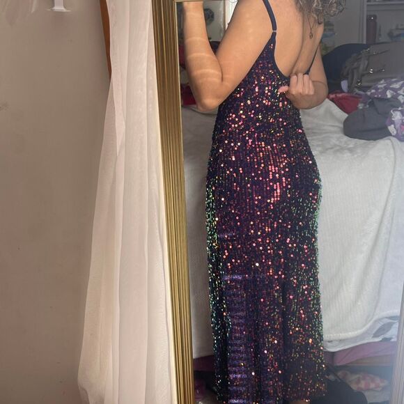 WILD FABLE MULTICOLOR SEQUIN MIDI DRESS - Picture 6 of 6